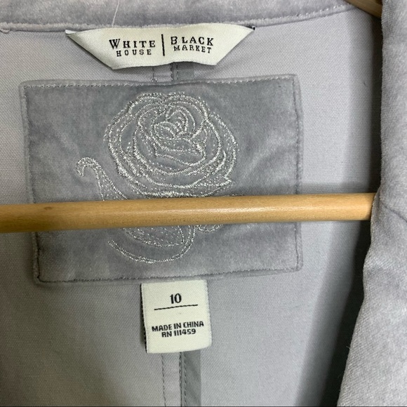 White House Black Market Velvet Silver Grey Blazer 10 - Picture 3 of 8